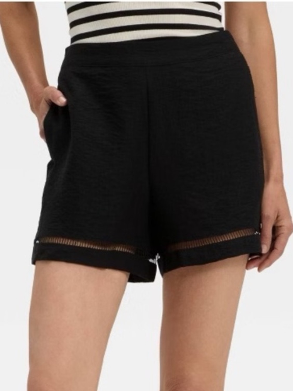 NWOT A New Day Linen Feel Black High Rise Relaxed Fit Shorts Sz S Beach Coastal